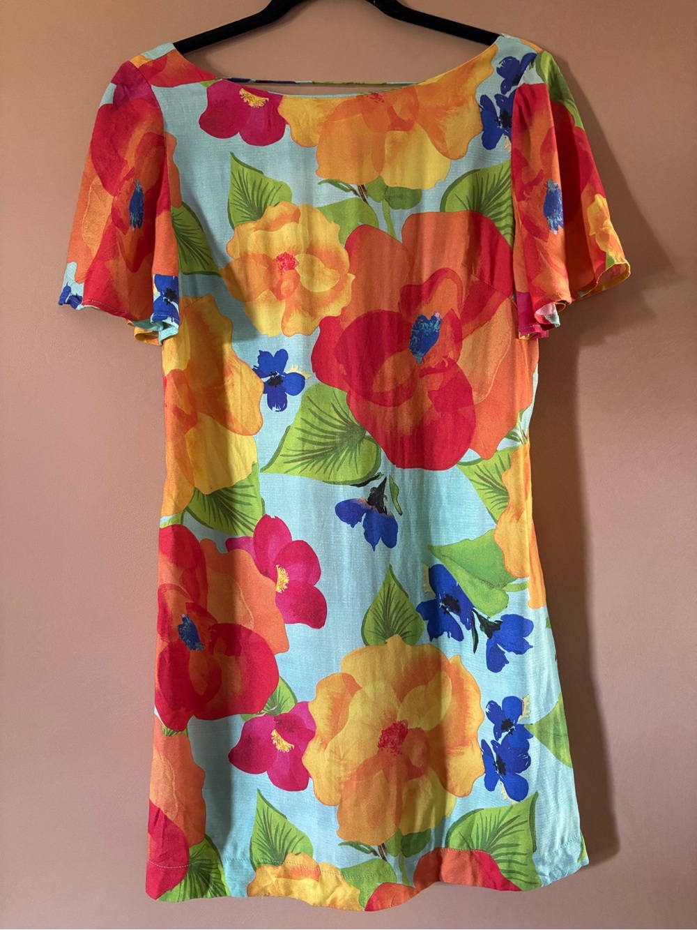 FARM Rio Tunic Mini Dress Blue Tropical Floral Size M